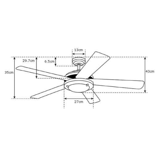 Wentylator sufitowy Westinghouse CAYUGA - wymiary